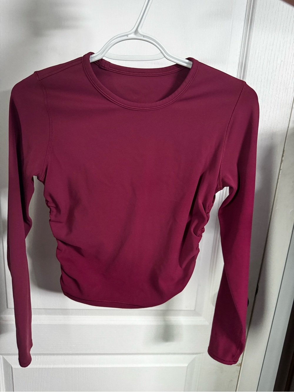 lululemon athletica Long Sleeve Ruched Crew - Berry Plum